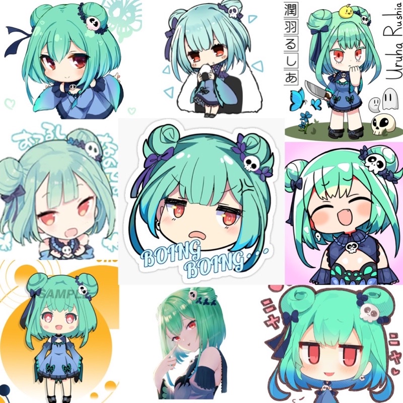 Ảnh dán Sticker Uruha Rushia Hololive 30-60 cái ép lụa khác nhau /Hình dán decal vtuber Uruha Rúhia