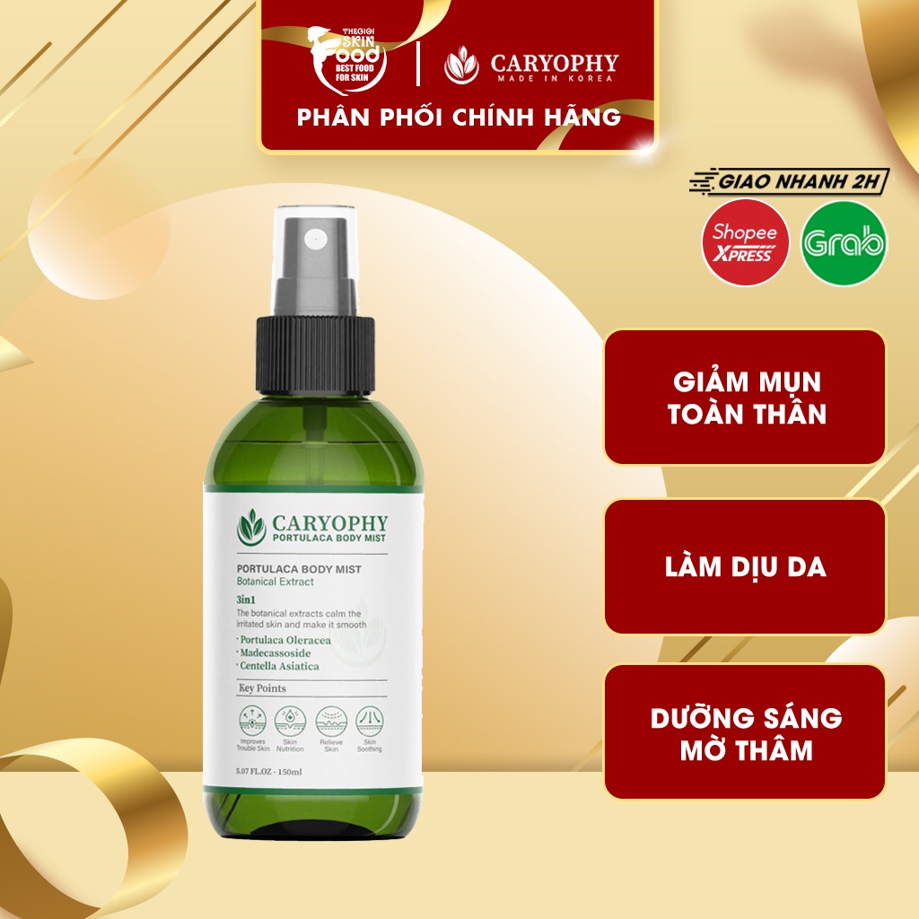 Xịt Giảm Mụn Toàn Thân Caryophy Portulaca Body Mist 150ml