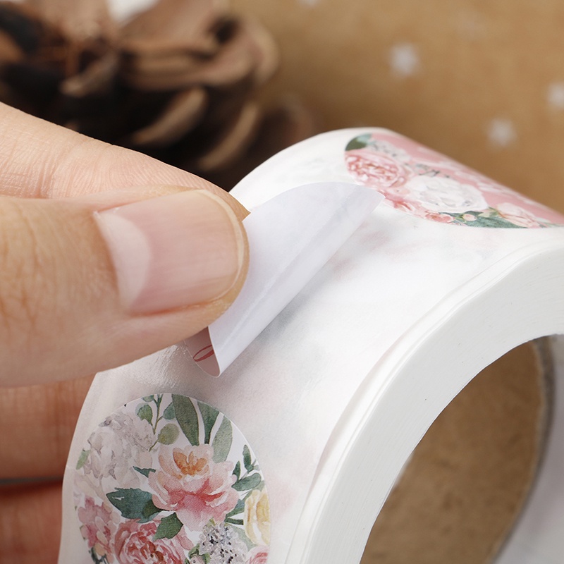 1 Cuộn 500 Nhãn Dán Chữ Thank You Kèm Hoa Trang Trí Tiệc Cưới Yancrane3