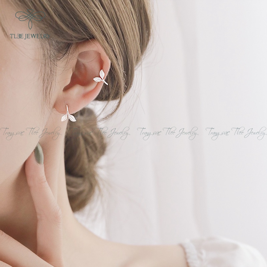 Khuyên tai bạc nữ TLEE lá ổi cá tính đơn giản NCJ B0163
