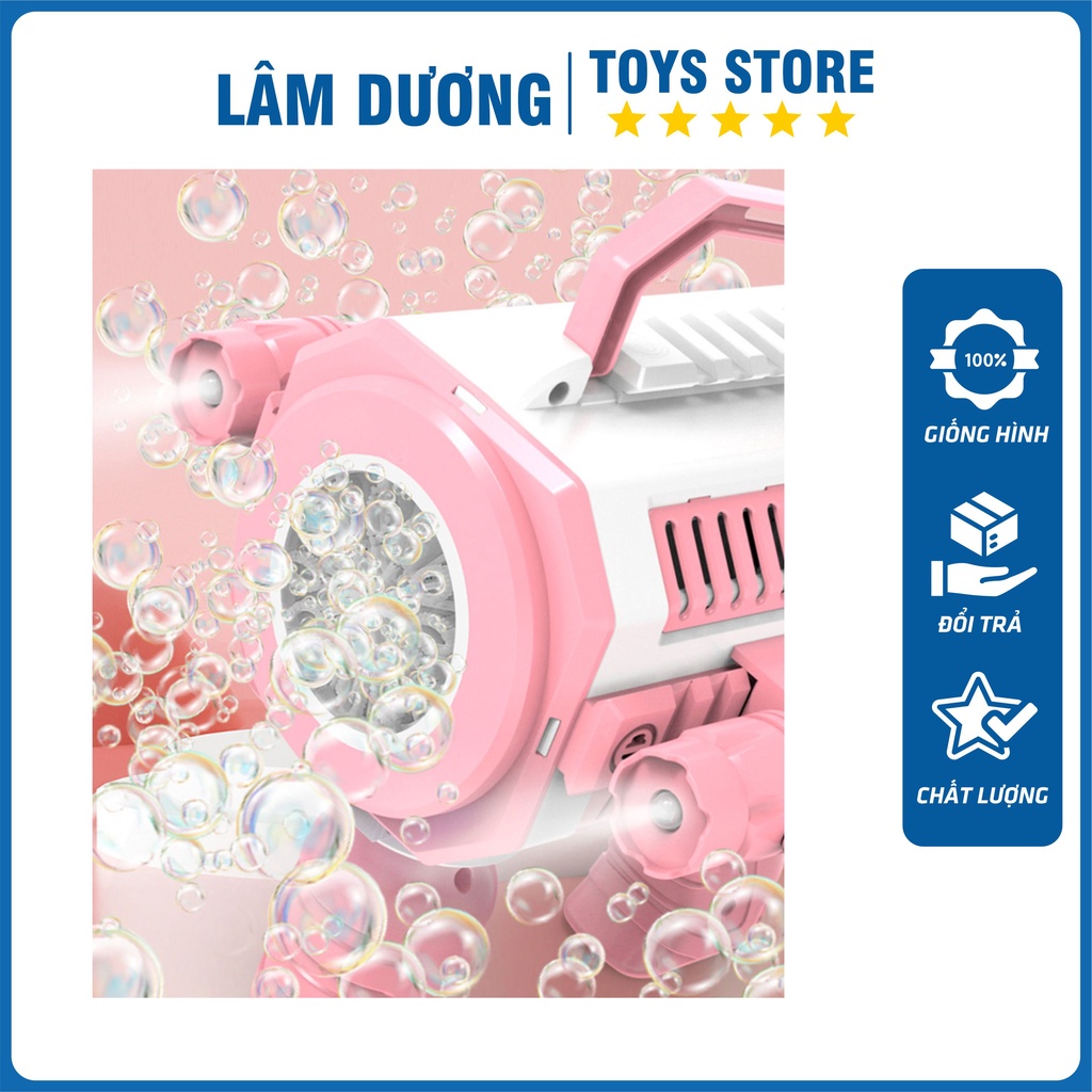 Súng Bắn Bong Bóng Xà Phòng Tự Động 12 Nòng Cỡ Lớn Có Đèn Có Nhạc Cho Bé - Súng Thổi Bong Bóng Lâm Dương Toys