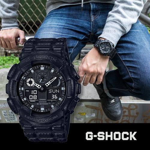 Đồng hồ Nam chính hãng Casio G-Shock GA-100BT Black,Mặt xanh-Máy Pin Quartz-Dây nhựa cao cấp-Size 55mm