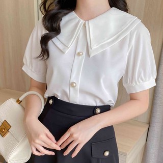 Áo sơ mi nữ cổ sen 2 tầng cúc ngọc 5134 - Thời trang thiết kế CHARME CH