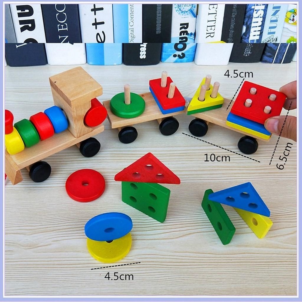 Freeship50k Đồ chơi đoàn tàu thả hình khối cho bé Đồ Chơi Trí Tuệ Cho Bé Phát Triển Kỹ Năng Cơ Bản
