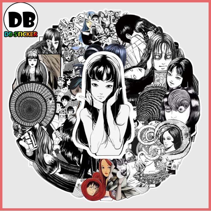 [Set 50 Cái] Sticker anime Fujiang đen trắng dán trang trí laptop, mũ nón bảo hiểm, vali, xe tay ga - DB.010