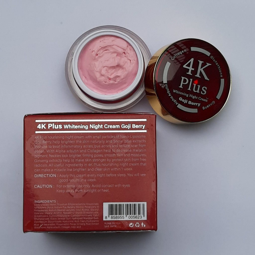 Kem 4k giảm mụn đầu đen Dưỡng Trắng Da Mụn 4K Plus Whitening Night Cream Goji Berry 20g