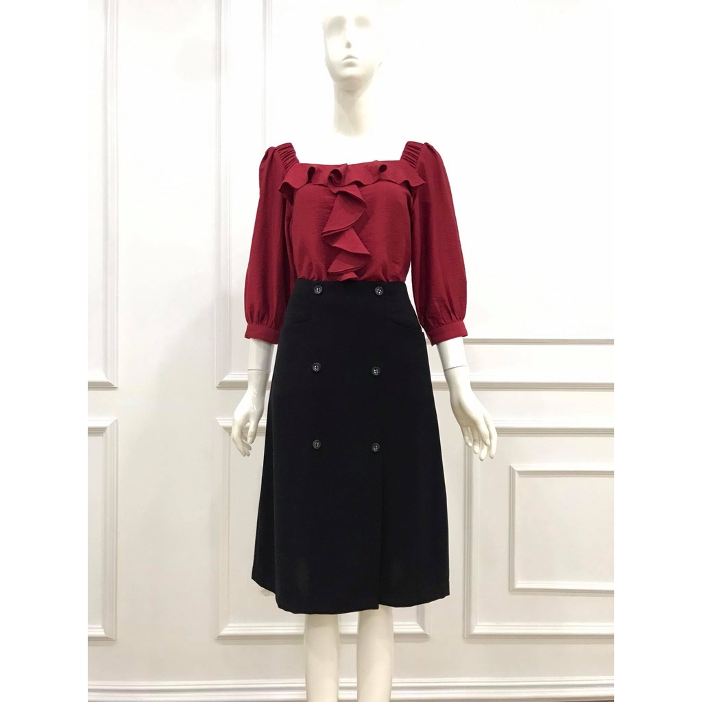 Chân váy dáng dài , đính cúc, sang trọng , thanh lịch ,  thiết kế cao cấp TK Fashion - CVK474