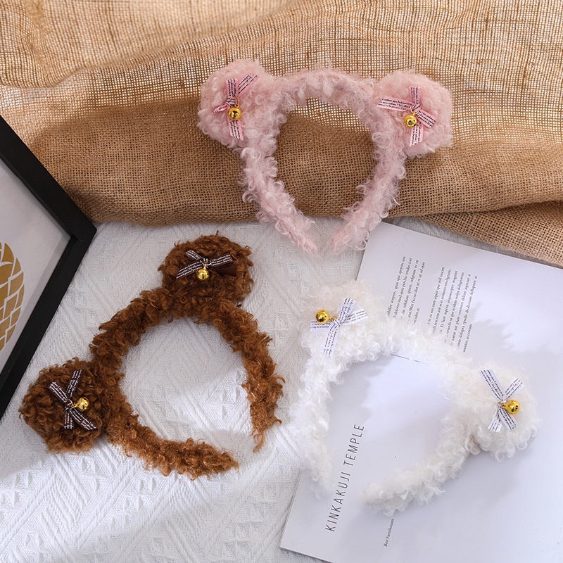 Băng Đô Cài Tóc Rửa Mặt Hình Tai Gấu Siêu Dễ Thương Chống Rơi/Chống Trượt Có Chuông Siêu Đáng Yêu