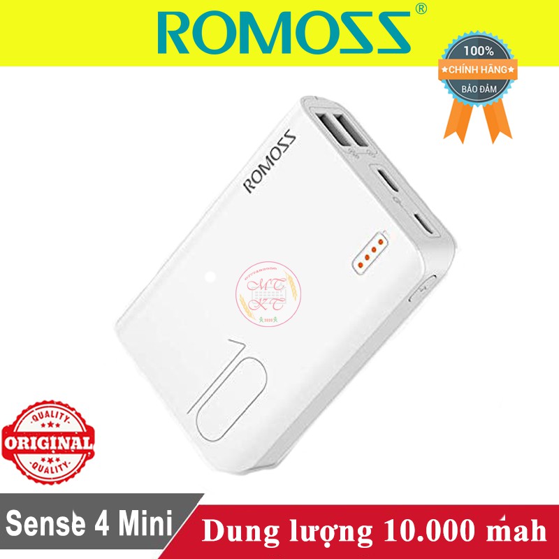 Sạc dự phòng Romoss Sense 4 Mini 10.000mah ♥️Freeship♥️ Giảm 30k khi nhập MAYT30 - Pin sạc dự phòng Romoss