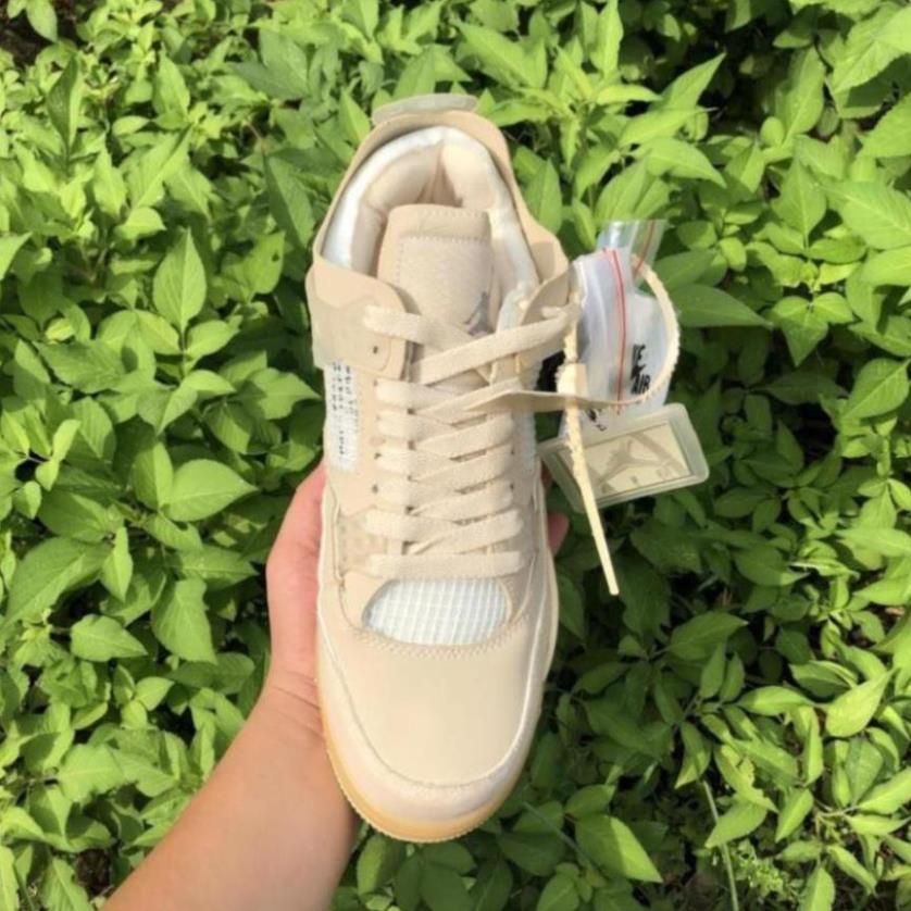 Giày air jordan 4 retro off white kem , Giày sneaker JD4 màu kem siêu hot mới nhất