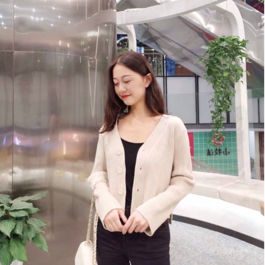 [CÓ SĂN] ÁO KHOÁC LEN CARDIGAN GÀI NÚT PHOM NGẮN | BigBuy360 - bigbuy360.vn