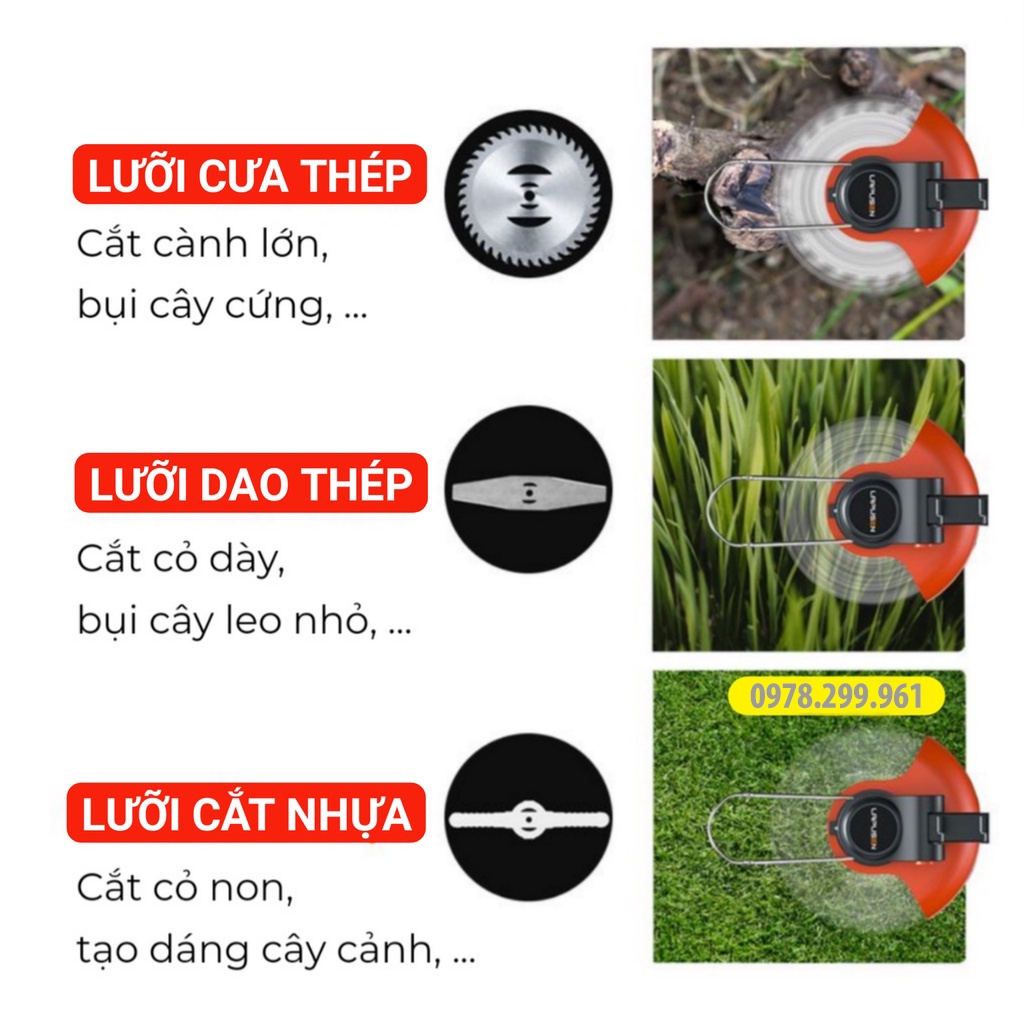 [ SIÊU HÓT] [ TẶNG 8 LƯỠI CẮT ] Máy Cắt Cỏ, Tỉa Cành Cầm Tay Pin Khủng 10 cell, Hàng Cao Cấp - Động Cơ Mạnh Mẽ