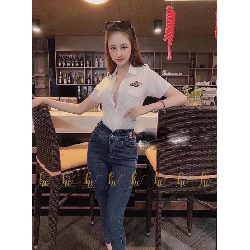 Áo sơ mi phi cơ trưởng siêu dễ thương Free Size 40 - 55kg