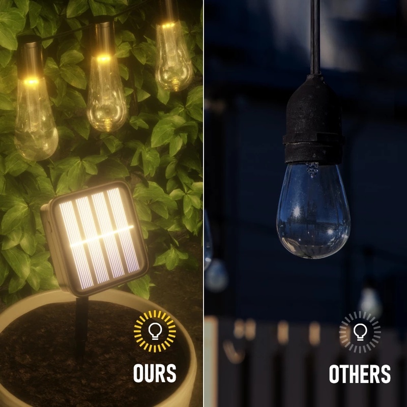 Dây Đèn Led Edison Sử Dụng Năng Lượng Mặt Trời Chống Thấm Nước Trang Trí Giáng Sinh Năm Mới