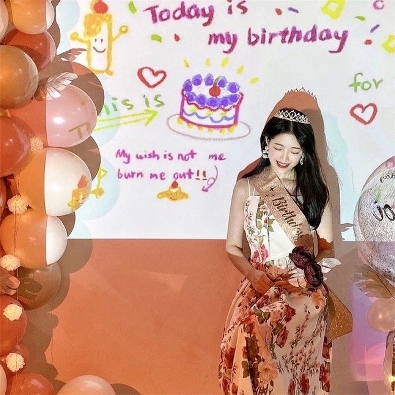 Đèn Chiếu Hình Chữ Happy birthday Phong Cách Hàn Quốc Dành Cho Trang Trí Tiệc Sinh Nhật Bé Gái
