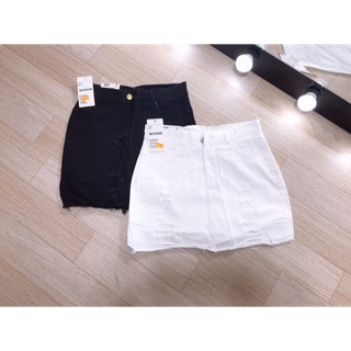 CHÂN VÁY JEANS RÁCH TRẮNG ĐEN