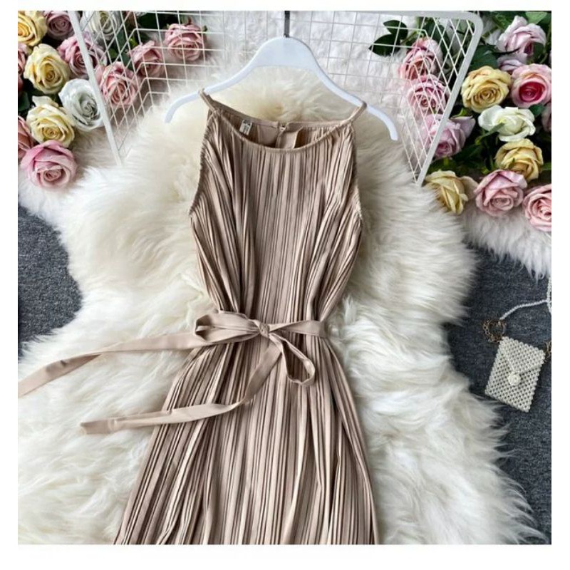 [Hot Item] Váy Maxi Xếp Ly Kèm Đai Thắt Eo Sang Chảnh | BigBuy360 - bigbuy360.vn