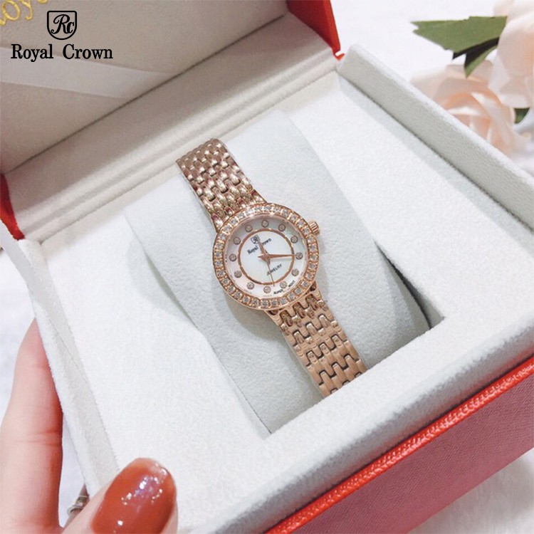 Đồng Hồ Nữ Chính Hãng Dây Kim Loại Royal Crown 3650 Chống Nước Chống Xước