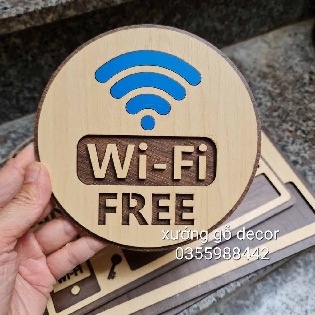 Bảng Thông Tin Wifi bằng Gỗ Handmade trang trí Decor Shop, Cửa Hàng