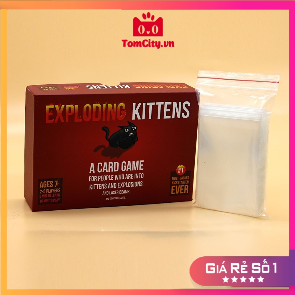 Combo Mèo Nổ Exploding Kittens + Bọc Bài (100 Bọc)