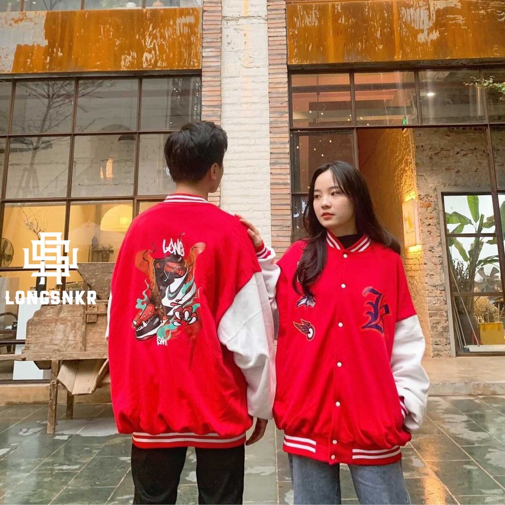 [Tặng Sticker và khăn Tuban] _ Áo khoác VARSITY ĐỎ họa tiết Longsnkr chất nỉ giữ nhiệt và thoáng - Bomber /Varsity | BigBuy360 - bigbuy360.vn