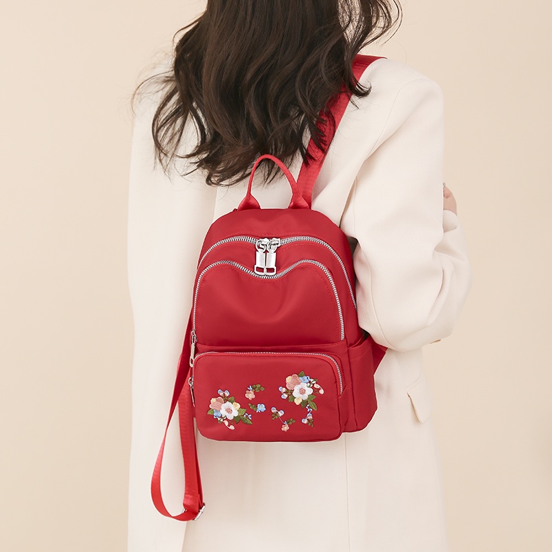 Ba Lô Vải Oxford Thêu Hoa Nhỏ Phong Cách Mới Cho Nữ