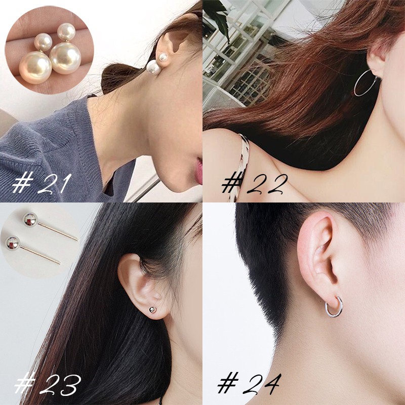 Bông tai nhỏ xinh nhiều mẫu màu bạc cá tính năng động dành cho nữ - MELY 03