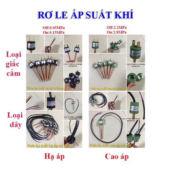 Rơ le áp suất khí nén Hạ áp - Cao áp YK-0.15/0.05 YK-2.2/2.8 Mpa Role air pressure relay DSKY