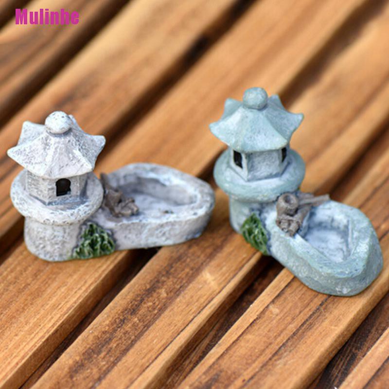 Mô Hình Tháp Ao mini Bằng Nhựa Resin Dùng Trang Trí Vườn DIY