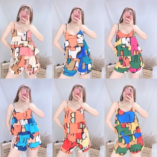 Đồ ngủ nữ 2 dây kèm quần đùi mẫu 2 tầng Hoa nhí vải lụa mềm mại, freesize dưới 57kg tùy chiêu cao