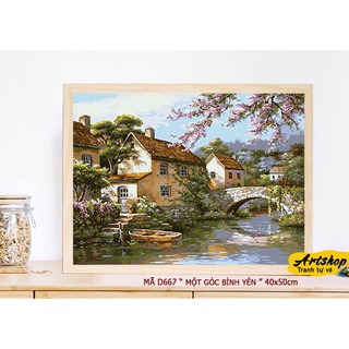 D667 Tranh tô màu theo số sơn dầu số hóa ARTSHOP đã căng khung sẵn và dầu phủ bóng