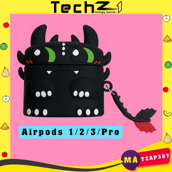 Case Airpods 1/2/3/Pro Rồng Night Fury - Vỏ ốp tai nghe không dây airpods 1/2/3/Pro rồng răng sún dễ thương - Mã TZAP387