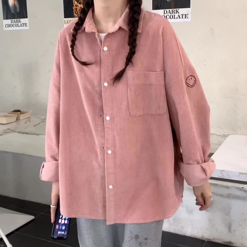 Áo sơ mi tay dài dáng rộng phong cách Hàn Quốc thời trang xuân thu
