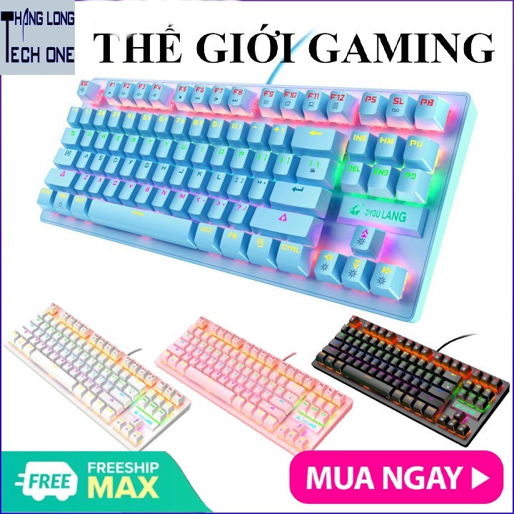 Bàn phím cơ K2 Pro Crack bản nâng cấp 2022 ánh sáng cầu vòng 7 màu, 10 chế độ nháy dành cho máy tính, laptop