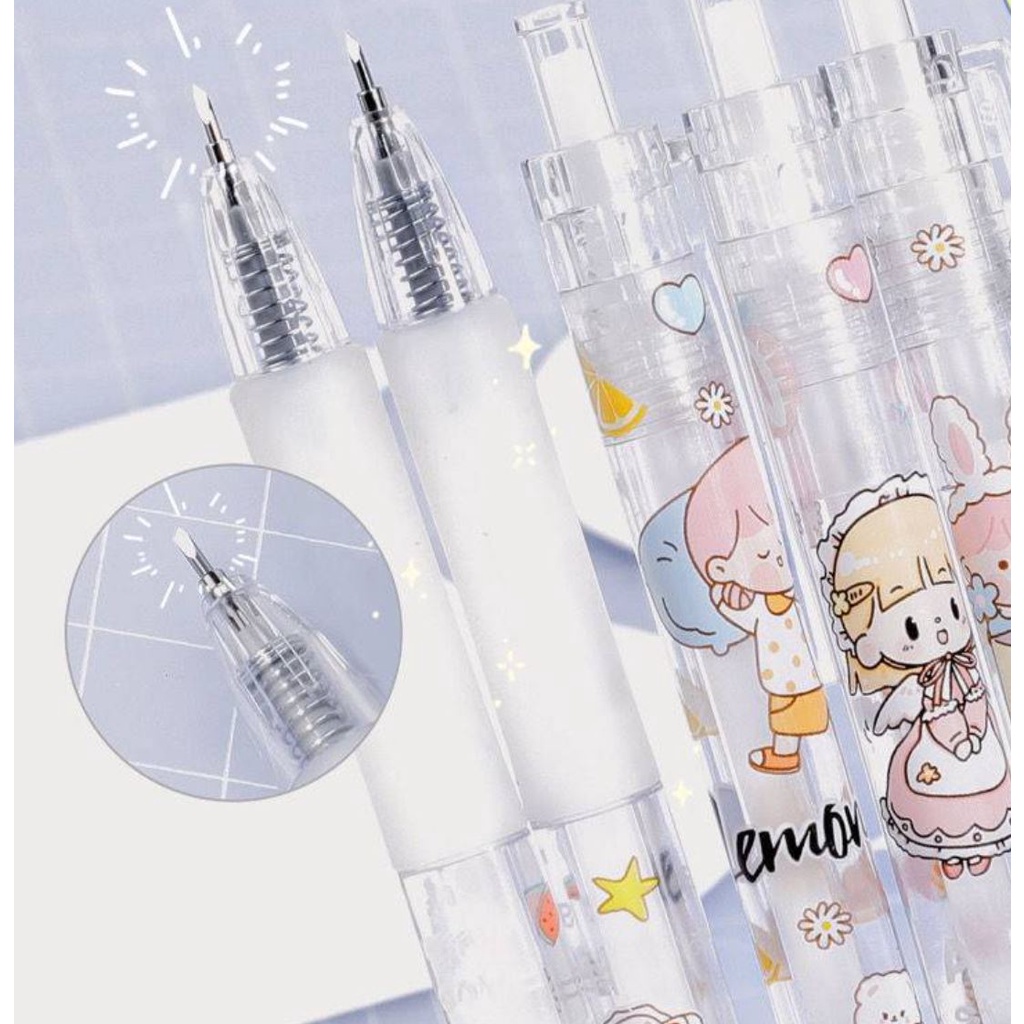 Dao rọc giấy dạng bút in hình cắt tỉa Washi, sticker, unboxing in dễ thương