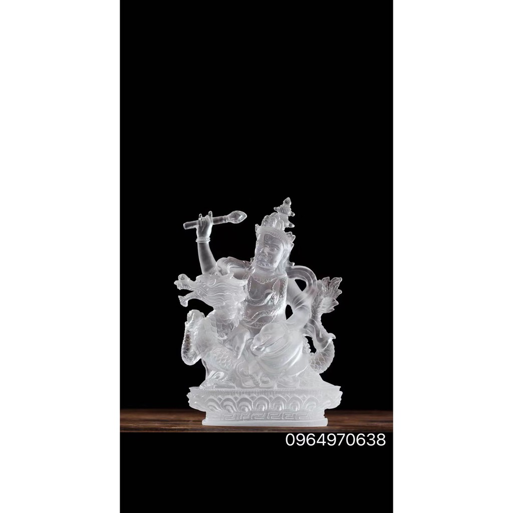 Tượng lưu ly bạch thần tài - cao 16 cm