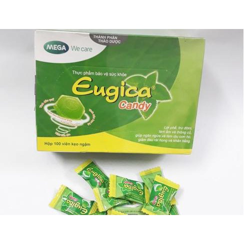 Kẹo Ngậm EUGICA 100 Viên làm dịu cơn ho, giảm đau rát họng