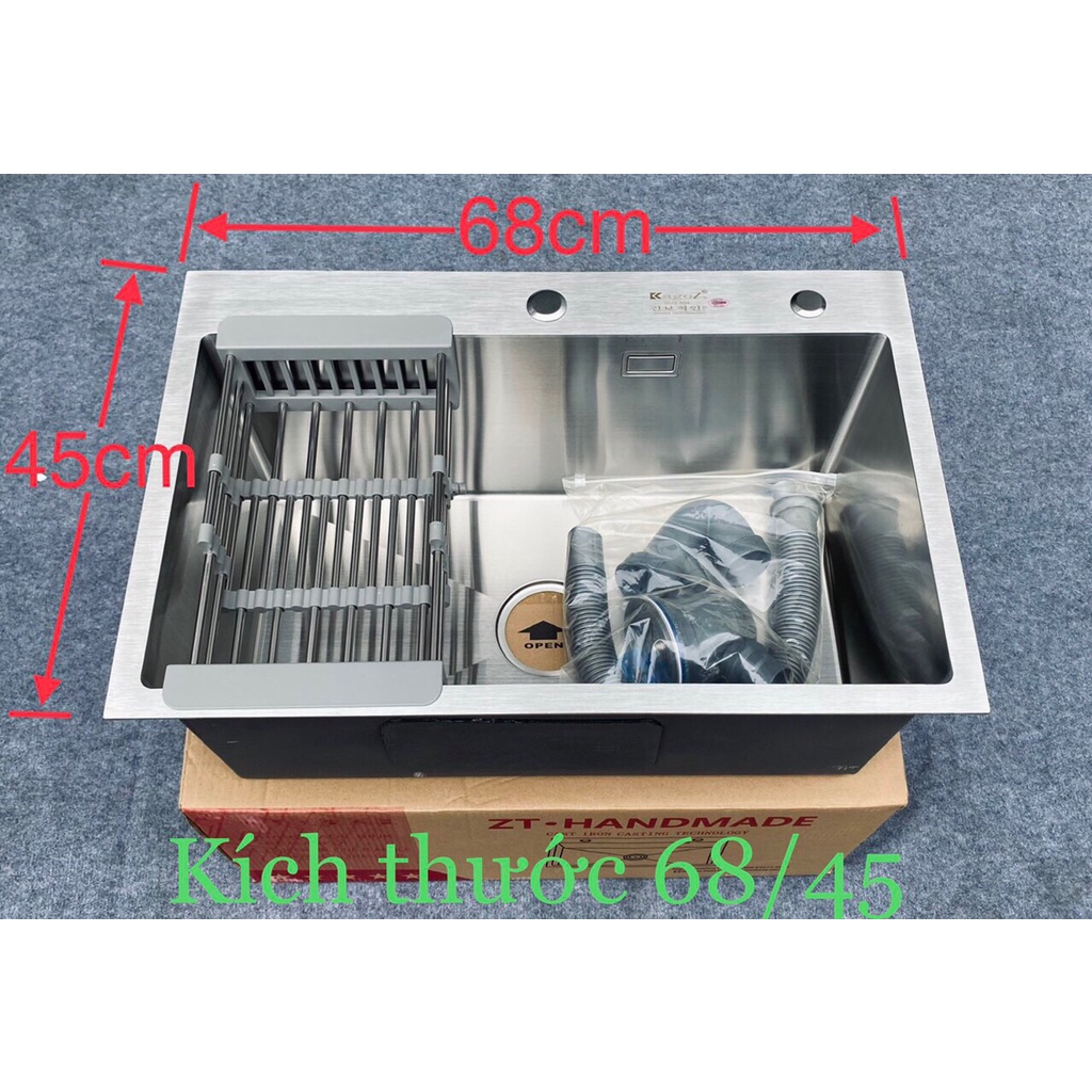 Chậu rửa bát 1 hố đúc 68x45.