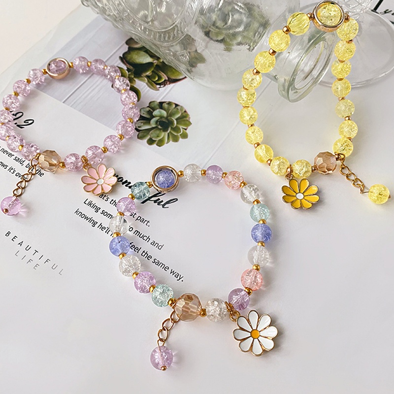 Vòng Tay Chuỗi Hạt Pha Lê Hình Hoa Thời Trang Nhật Hàn Cho Cặp Đôi
