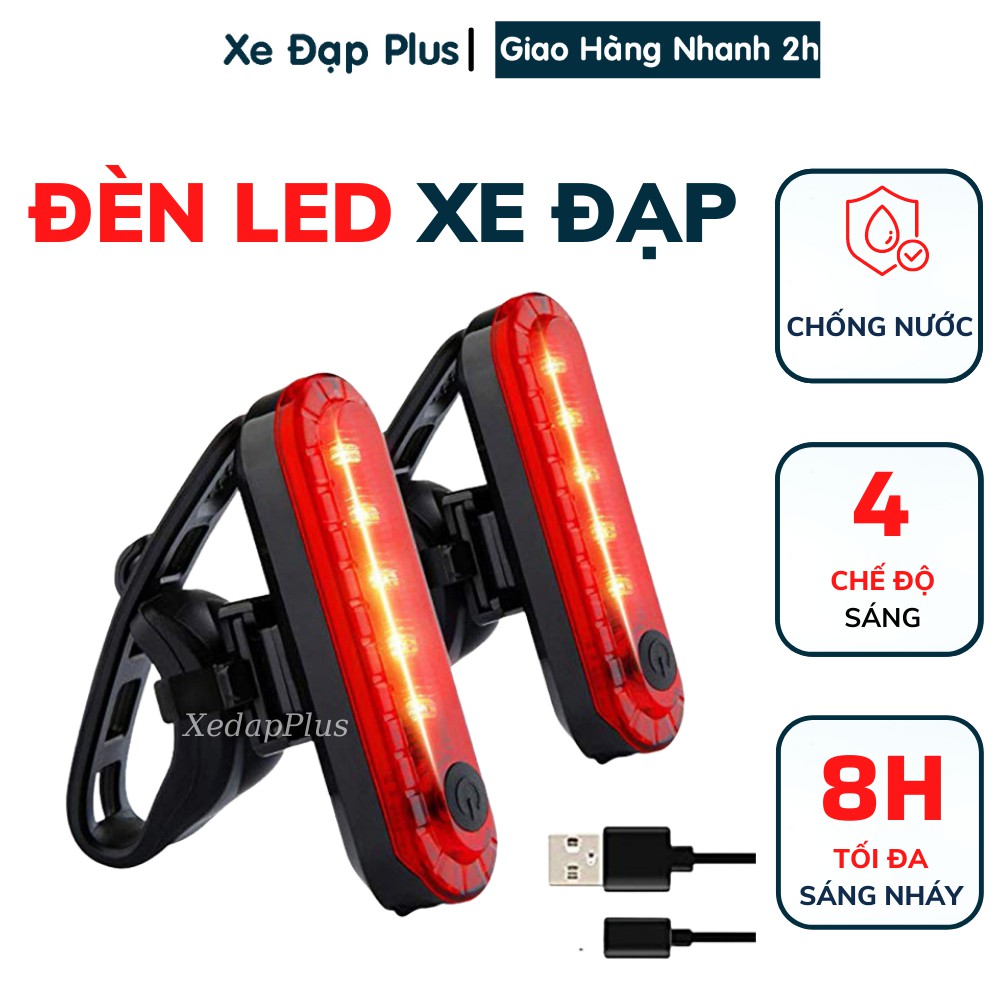 Đèn hậu xe đạp chống nước sạc usb Volcand cảnh báo gắn sau xe đạp cao cấp chống nước, nhiều chế độ sáng