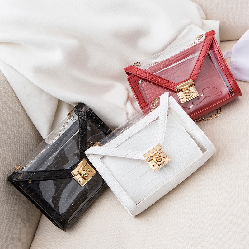 Túi Đeo Chéo Vai Họa Tiết Da Cá Sấu Màu Kẹo Trong Suốt Dành Cho Nữ