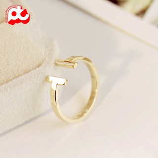 Nhẫn nữ titan, nhẫn titan cao cấp hình chữ t free size siêu cute