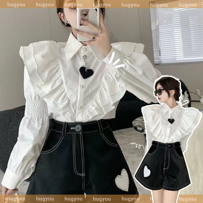 Áo Sơ Mi Nữ Dài Tay Nhún Bèo Mới