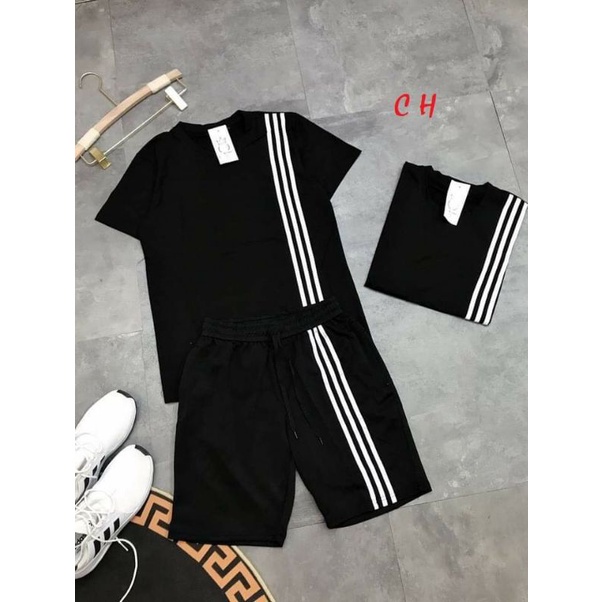 Sét Bộ Nam Chạy Sọc Unisex ❤ Gồm Áo thun + Quần Short♥️Chất cotton mịn 🦋Phong cách THỂ THAO HÈ♥️ Đồ ngủ mặc nhà 3 Rot