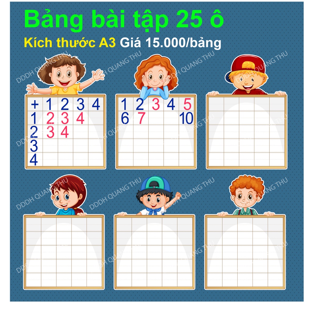 Bảng bài tập 25 ô
