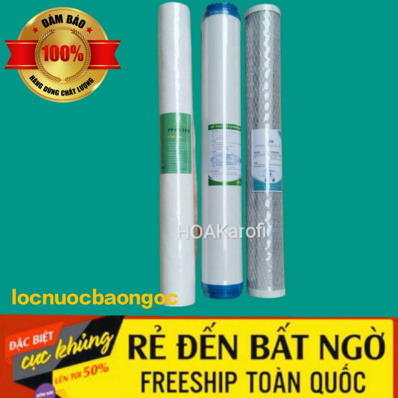 Bộ 3 lõi lọc nước 20inch lõi số 1+2+3
