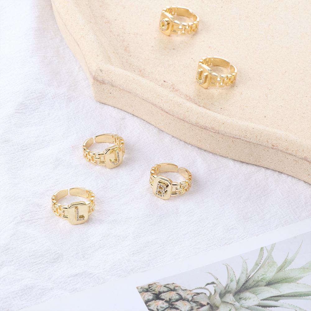 Nhẫn Hở Mạ Vàng 14K In Chữ Sang Trọng Thời Trang Cho Nữ|Bông Tai Mạ Vàng Thời Trang Cá Tính