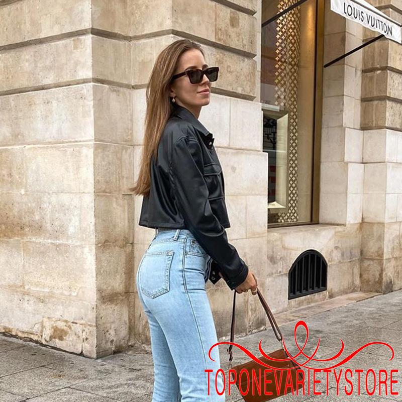 Áo Khoác Da Dài Tay Phong Cách Trẻ Trung Dành Cho Nữ