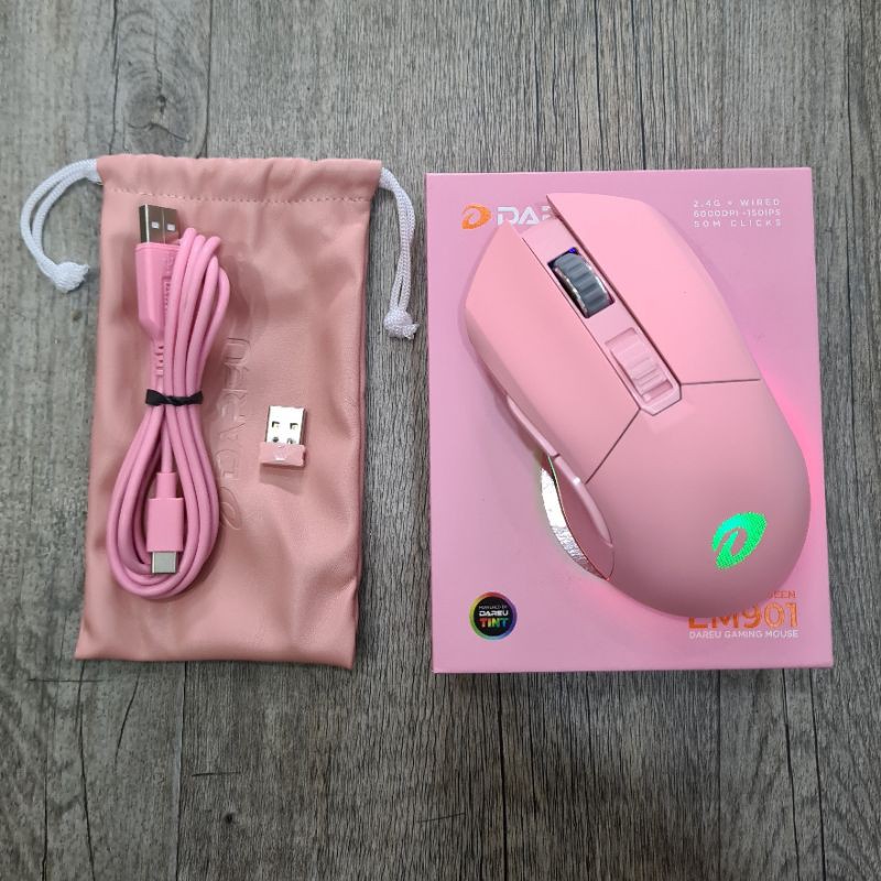 Chuột máy tính Gaming Dareu EM901 RGB WIRELESS Pink Switch (Phiên bản nâng cấp EM905 Pro) - Bảo hành 24 tháng chính hãng
