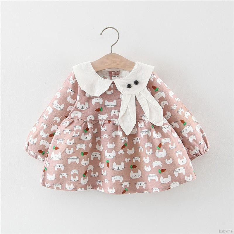 Đầm dài tay in họa tiết con vật đáng yêu dành cho bé gái